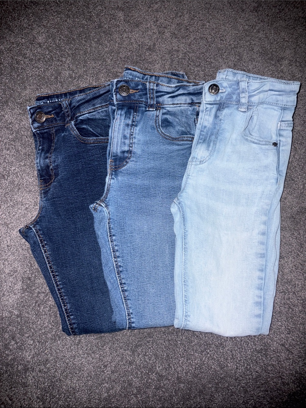Primark Kids Denim Trio Jeans - Dark Blue, Medium Blue, Light Blue